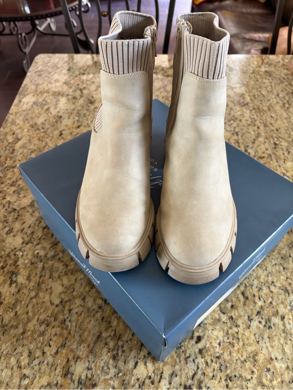 Universal Thread Neutral Tan Ribbed Chelsea Lug Booties - Picture 2 of 2